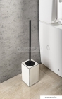 GEDY - LUCREZIA - WC kefe tartó - Padlóra helyezhető - Fehér kerámia, fekete műanyag