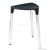 SAPHO - YANNIS - Fürdőszobai szék, 37x43,5cm - Fekete műanyag ülőkével, acél lábakkal