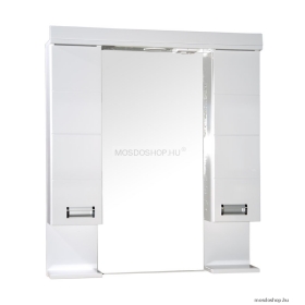 VIVA STYLE - SZQUARE - Tükrös fürdőszobai szekrény LED világítással, 2 oldalszekrénnyel, 85x90cm - Fehér