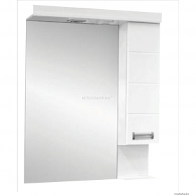 VIVA STYLE - SZQUARE - Tükrös fürdőszobai szekrény LED világítással, jobbos oldalszekrénnyel, 65x90cm - Fehér