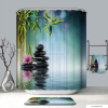 LAGOON - Textil zuhanyfüggöny függönykarikával 180x200cm - Feng shui rózsaszín virággal