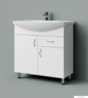 HB BÚTOR - STANDARD 85F - Mosdószekrény, fürdőszoba mosdó bútor, 2 nyílóajtóval, fiókkal, kerámia mosdóval, 85x85cm - Magasfényű MDF front