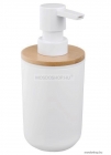 AQUALINE - SNOW - Folyékony szappan adagoló, 300ml, pultra helyezhető - Bambusz, fehér műanyag