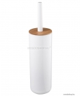 AQUALINE - SNOW - WC kefe tartó - Padlóra helyezhető - Bambusz, fehér műanyag