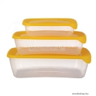 CURVER - FRESH GO - Ételtároló doboz szett 3db, 0,5L+1L+2L, szögletes, narancssárga - Műanyag (182602)