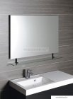 SAPHO - WEGA - Fürdőszobai fali tükör 90x80cm, üvegpolccal, fekete polctartóval - Világítás nélkül (60092-9B)