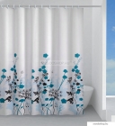 GEDY - RICORDI - Textil zuhanyfüggöny függönykarikával 180x200cm - Szövet - Fehér, kék virágos