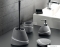 GEDY - YVONNE - Álló WC kefe tartó, aszimmetrikus - Kőhatású, szürke-fehér