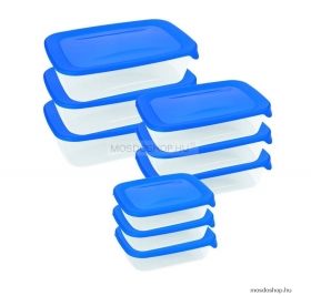 CURVER - FRESH GO - Ételtároló doboz szett 9db, 0,5L+1L+2L, szögletes, kék - Műanyag (209454)