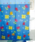 DIPLON - Zuhanyfüggöny, 180x200cm - Textil - Kék alapon virágmintás (CN73134)