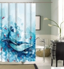 DIPLON - Zuhanyfüggöny, 180x200cm - Textil - Kék színű, bálna mintás (CN73143)