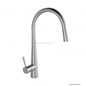 DIPLON - Álló mosogató csaptelep, kihúzható zuhanyfejjel, hattyúnyakú - Krómozott (ST03254-3)