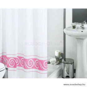 GEDY - RICCIOLO - Textil zuhanyfüggöny függönykarikával - 240x200 cm - Rózsaszín