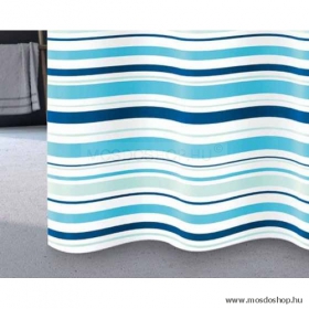 GEDY - RIGHE - Textil zuhanyfüggöny függönykarikával - 180x200 cm - Kék
