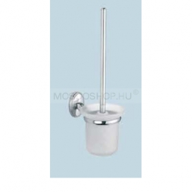DIPLON - WC kefe tartó porcelán tartóval - Falra szerelhető - Krómozott, opálos üveg (SE01881)