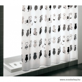 GEDY - CATS - Textil zuhanyfüggöny függönykarikával - 120x200 cm