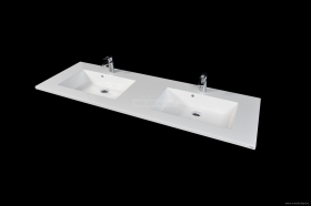 KUMA - DETROIT - Dupla mosdó, mosdókagyló - 151 x 51 cm - Csapfurattal - Pultra, bútorra ültethető