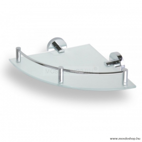 BEMETA - OMEGA - Fürdőszobai sarokpolc - 250x250 mm - Falra szerelhető - Opál üveg, krómozott 