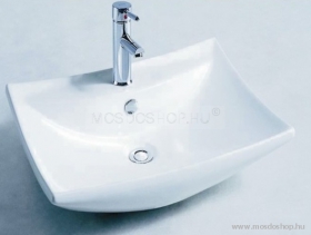 DIPLON - Kerámia mosdó, mosdókagyló - Pultra szerelhető, íves - 60 cm