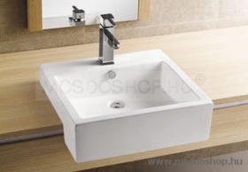 SANOTECHNIK - Szögletes mosdó 50 cm kerámia pultra szerelhető mosdókagyló