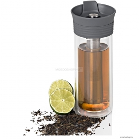 ADHOC - THERMO - Teás pohár beépített teafűáztatóval - 300 ml - Hőálló üveg, inox, szilikon