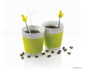 BLOMUS - XDDESIGN - Zöld színű, 2 darabos kávés pohár szett - 150 ml - Porcelán, szilikon