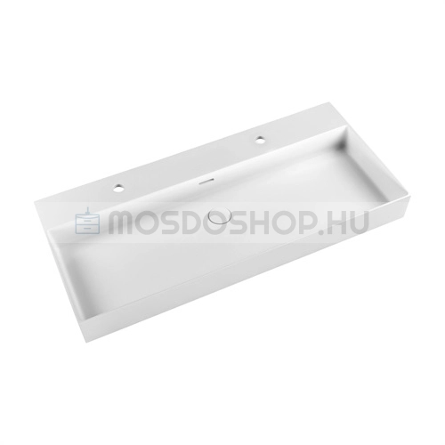 MARMY - BELLAGIO SLIM D - Mosdó, mosdókagyló - 100x46 cm - 2 csaplyukkal - Falra, pultra, bútorra szerelhető