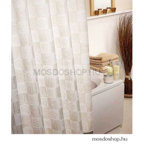 DIPLON - Zuhanyfüggöny - Textil - Fehér-bézs, mintás (CN7306)