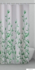 GEDY - EUCALIPTO - Textil zuhanyfüggöny függönykarikával 180x200 cm - Szövet – Fehér-zöld