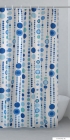 GEDY - FRIZZ - Textil zuhanyfüggöny függönykarikával - 120x200 cm - Szövet - Fehér-kék pöttyös mintázatú
