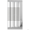 GEDY - PARALLELE - Textil zuhanyfüggöny függönykarikával - 120x200 cm - Szövet - Fehér alapon szürke csíkos