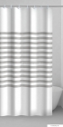 GEDY - PARALLELE - Textil zuhanyfüggöny függönykarikával - 120x200 cm - Szövet - Fehér alapon szürke csíkos