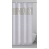 GEDY - SPIRAGLIO - Textil zuhanyfüggöny függönykarikával 120x200 cm - Szövet - Fehér, tetején átlátszó sáv