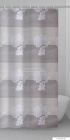 GEDY - STANCIL - Textil zuhanyfüggöny függönykarikával - 240x200 cm - Szövet - Szürke, levélmintás