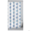 GEDY - OBLO - PVC zuhanyfüggöny függönykarikával - 180x200 cm - Vinyl - Fehér, kék kör mintás