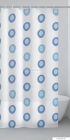 GEDY - OBLO - PVC zuhanyfüggöny függönykarikával - 240x200 cm - Vinyl - Fehér, kék kör mintás