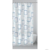 GEDY - TABLET - PVC zuhanyfüggöny függönykarikával - 120x200 cm - Vinyl - Fehér, kék téglalap mintás
