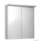 AQUALINE - KAWA - Fürdőszobai LED-es tükrös pipereszekrény, 60x70cm, dupla ajtóval  - Selyemfényű fehér MDF