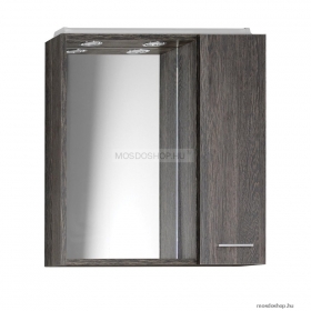 AQUALINE - ZOJA - Tükrös fürdőszobai szekrény, pipere szekrény LED világítással 60x60cm - Jobb oldalán szekrénnyel - Mali wenge színű