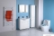 AQUALINE - KERAMIA FRESH - Mosdószekrény, fürdőszoba mosdó bútor 75,1x74x35 cm - Magasfényű fehér (ajtós és fiókos) - Kerámia mosdóval (ZARA)-80cm