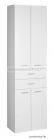 AQUALINE - ZOJA és KERAMIA FRESH - Fürdőszobai állószekrény - Dupla ajtós, fiókos - 184x50 cm - Magasfényű fehér