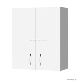 AQUALINE - SIMPLEX ECO - Fürdőszobai fali felső szekrény - Dupla ajtós, belsejében 1 polccal - 60x50 cm - Selyemfényű fehér