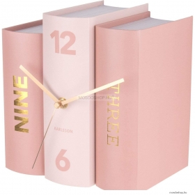 KARLSSON - BOOK - Asztali óra - 3 db könyvet megformáló külsővel - Papír - Rózsaszín