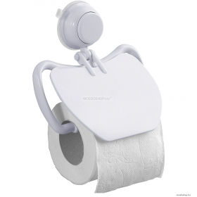 GEDY - VESUVIO - Fali WC papír tartó - Fedeles - Vákuumos, fúrás nélkül rögzíthető - Fehér műanyag