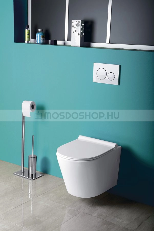 SAPHO - PACO - Fali WC - Soft Close Slim ülőkével - 52,5x36 cm - Fehér kerámia
