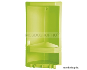 GEDY - JUNIOR - Fürdőszobai sarokpolc (tusfürdőtartó) zuhanyzóba - 2 szintes - Zöld műanyag