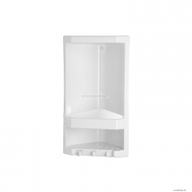 GEDY - JUNIOR - Fürdőszobai sarokpolc (tusfürdőtartó) zuhanyzóba - 2 szintes - Fehér műanyag