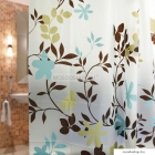AQUALINE - PVC zuhanyfüggöny függönykarikával 180x180 cm - Virág mintás (ZV012)