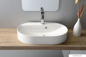 SAPHO - HELEN - Öntött márvány mosdó, mosdókagyló - 63x43cm - Pultra, bútorra, falra szerelhető