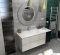 SAPHO - PRIDE - Fürdőszobai fali tükör, ezüst színű, bordázott fa kerettel - Kerek - 90cm